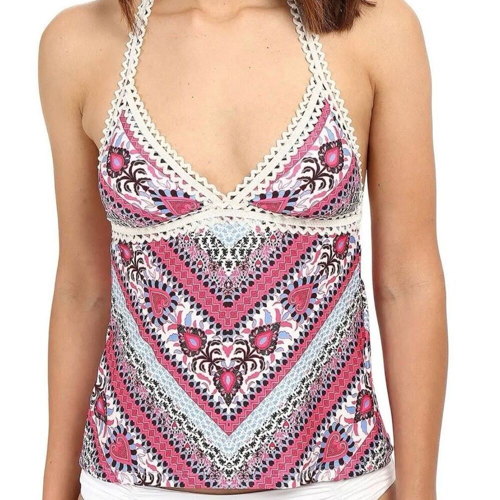 NWT Becca by Rebecca Virtue bohemian tankini swim top, Size M